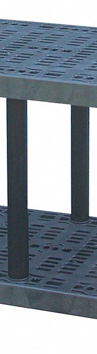 STRUCTURAL PLASTICS Plastic Shelving: 48 in x 24 in, 27 in Overall Ht, 2 Shelves (MPN S4824B). Key specifications — Resistance Properties: Corrosion-Resistant; Frame Material: Plastic; Shelving Material: High Density Polyethylene; Brand: STRUCTURAL PLASTICS.