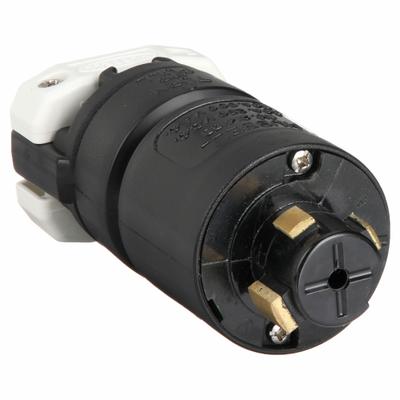 HUBBELL Locking Plug: Non-NEMA, Black/White, 250V DC/600V AC, 20 A_30 A, 3 Pole - General Purpose Plugs
