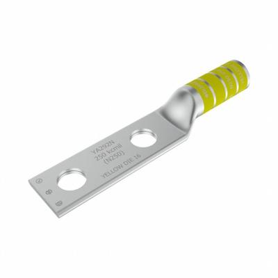 BURNDY Compression Lug: For 250 kcmil, Solid/Stranded Wire, 3/8 in Stud Size, Long - Two-Hole Compression Lugs
