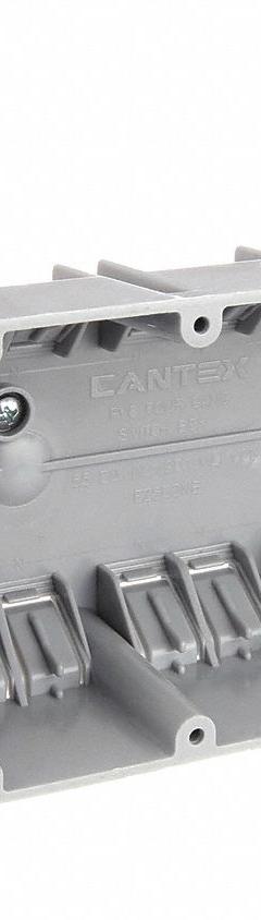 CANTEX Electrical Box: PVC, Nonmetallic Material & Nominal Size, Rectangular, 4 Gangs, NMSC Clamps (MPN EZ55QNB). Key specifications — Brand: CANTEX; Bracket Style: Without Bracket; Clamp Style: NMSC.