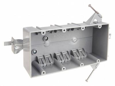 CANTEX Electrical Box: PVC, Nonmetallic Material & Nominal Size, Rectangular, 4 Gangs - Standard Electrical Boxes
