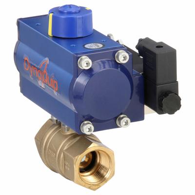 DYNAQUIP CONTROLS Pneumatically Actuated Two-Way Ball Valve: 1 in, Brass, FNPT x FNPT - Brass Pneumatically-Actuated Ball Valves