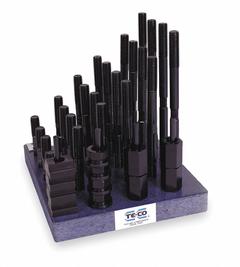 TE-CO Machine Clamping Kit: For 1/2 in T-Slot, 3/18"-16 Stud, 38 Pc (MPN 20603). Key specifications — Includes Studs: (4) 6 in; Stud Thread Size: 3/18"-16; Brand: TE-CO.