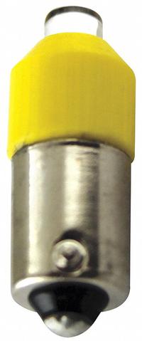 EATON Compact LED Bulb: LED, Miniature Bayonet (BA9s), (T) Tubular, T3-1/4, 6 to 12V AC/DC, Yellow (MPN E22LED612YN). Key specifications — Light Color: Yellow; Voltage: 6 to 12V AC/DC; Brand: EATON; Bulb Shape: T3-1/4.