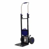 VOLTSTAIR Hand Truck Dolly: 375 lb Cap, Four-Position Extended, Aluminum/Steel, 10 in, Pneumatic (MPN X-CLIMB). Key specifications — Frame Type: Flat Back; Frame Material: Steel; Charge Time: 3 to 4hr; Brand: VOLTSTAIR.