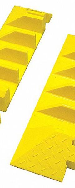 BUMBLE BEE Cable Protector End Cap: 4 Channels, Hinged, 3 in Max Cable Dia, 8 3/8 in Wd, 4 in Ht (MPN BB4EB-300GM-Y). Key specifications — Brand: BUMBLE BEE; Color: Yellow; Component: End Caps; Material: Polyurethane.