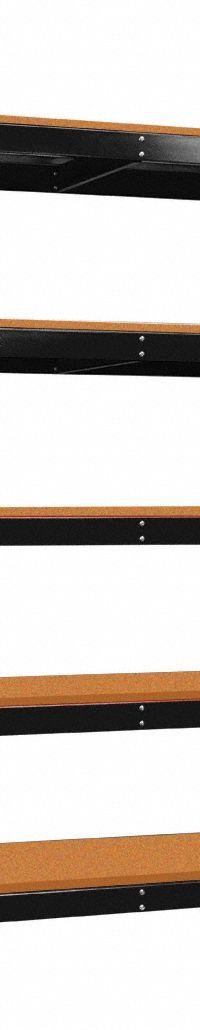 HALLOWELL Shelving Unit: Starter, Medium-Duty, 48 in x 24 in, 78 in Overall Ht, 5 Shelves, Open (MPN FKR482478-5S-W-ME). Key specifications — Finish: Powder Coated; Maximum Post Load Capacity: 3,500 lb with Beams Evenly Spaced at 42 in; Decking Material: Particleboard; Color: Black; Beam Profile: Angle; Brand: HALLOWELL; Side Panel: Open.