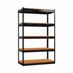 HALLOWELL Shelving Unit: Starter, Medium-Duty, 48 in x 24 in, 78 in Overall Ht, 5 Shelves, Open (MPN FKR482478-5S-W-ME). Key specifications — Finish: Powder Coated; Maximum Post Load Capacity: 3,500 lb with Beams Evenly Spaced at 42 in; Decking Material: Particleboard; Color: Black; Beam Profile: Angle; Brand: HALLOWELL; Side Panel: Open.