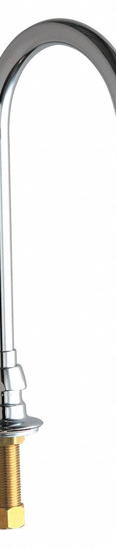 CHICAGO FAUCETS Spout: Spout, Gooseneck, Swivel Spout, Brass, Polished Chrome, Laminar, UNEF (MPN 626-ABCP). Key specifications — Includes: Mounting Hardware; Product Type: Spout; Spout Style: Swivel; Body Material: Brass; Color/Finish: Polished Chrome; Brand: CHICAGO FAUCETS.
