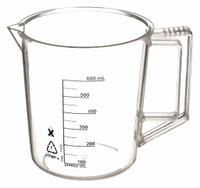 APPROVED VENDOR Beaker: Low Form with Handle, Polymethylpentene, Clear, 600 mL, 109.5 mm Outside Dia (MPN 23X907). Key specifications — Clarity: Clear; Body Color: Colorless; Brand: APPROVED VENDOR; Product Type: Beaker; Includes Graduations: Yes.