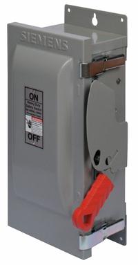 SIEMENS Safety Switch: Fusible, 30 A, Three Phase, 240V AC, Galvanized Steel, Indoor (MPN HF321N). Key specifications — Brand: SIEMENS.