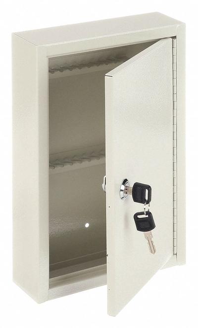 APPROVED VENDOR Key Control Cabinet: 30 Key Capacity, Single Key Lock, Steel, Beige, 12 in Ht - Key Cabinets with Key Lock