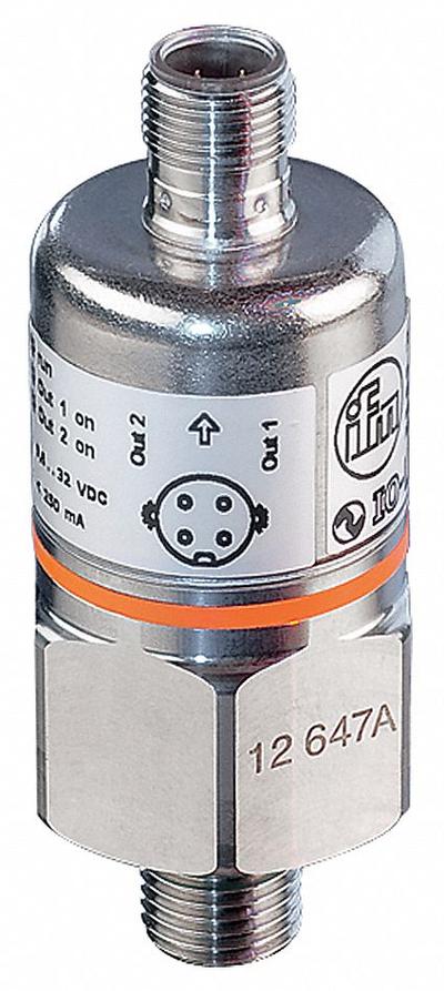 IFM Pressure Transmitter: 0 psi to 3,000 psi, 4 to 20mA DC, 4-Pin M12 Connector - Pressure Transmitters with 4-Pin M12 Connector