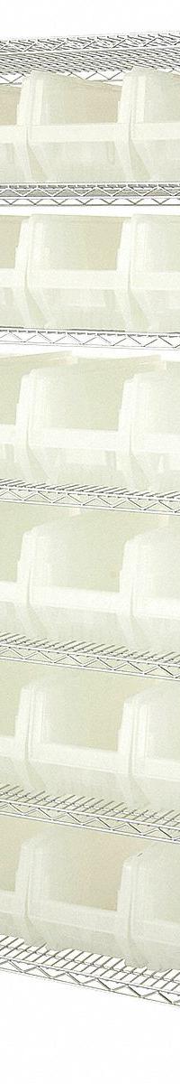 QUANTUM STORAGE SYSTEMS Bin Shelving: 36 in x 24 in x 74 in, 1 Sided, 24 Bins, Open, Clear, QUS951CL (MPN WR7-951CL). Key specifications — Includes Bins: Yes; Bin Material: Polypropylene; Frame Color: Silver; Bin HxWxD: (24) 9 in x 8-1/4 in x 23-7/8 in; Frame Material: Steel; Bin Color: Clear; Bin Style: Hang and Stack; Brand: QUANTUM STORAGE SYSTEMS.