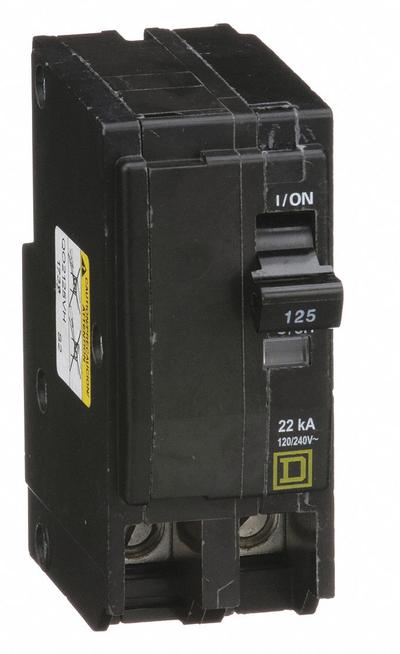 SQUARE D Miniature Circuit Breaker: 125 A, 120/240V AC, Single Phase, 22kA at 120/240V AC - QO Series, Plug-In Square D Miniature Circuit Breakers