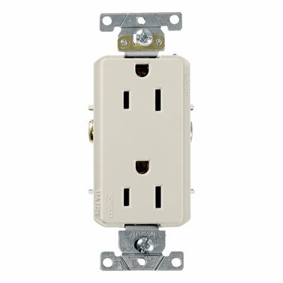 LEVITON Decora Plus Duplex Receptacle Outlet: Duplex, 5-15, Light Almond, 125V AC - General Purpose Receptacles