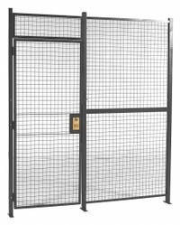 WIRECRAFTERS Woven Partition Cage: 20 ft W x 2 in D 10 ft H, Gray, 1 Sides, Enamel (MPN 20101). Key specifications — attr1283235: Yes; attr1283272: WIRECRAFTERS; attr1283267: Woven; attr1283268: Complete Wire Security Cages; attr1283246: Keyed Different Cylinder; attr1283240: Out; attr1283243: Yes; attr1283245: Hinged.