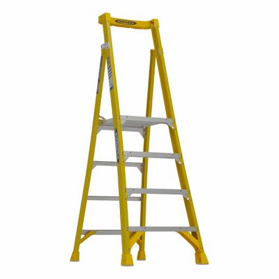 WERNER Podium Stepladder: 6 ft Ladder Size, Fiberglass, 375 lb Load Capacity - General Purpose Podium Stepladders