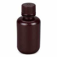 GLOBE SCIENTIFIC Storage Bottle: HDPE, 2.02 fl oz, 60 mL, Amber, 20 mm Screw Closure Size, Unlined (MPN 7560060AMBKS). Key specifications — Body Color: Amber; Closure Attached: Packaged Separately; Brand: GLOBE SCIENTIFIC; Pre-Cleaned: None; Closure Included: Yes.