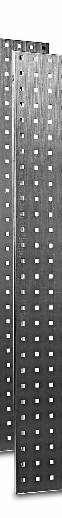 TRITON PRODUCTS Pegboard Panel: Square, 3/8 in Peg Hole Size, 42 in x 24 in x 9/16 in, Silver (MPN LB2-S). Key specifications — Material: Stainless Steel; Finish: Brushed; Peg Hole Shape: Square; Includes: Mounting Hardware; Color: Silver; Brand: TRITON PRODUCTS.