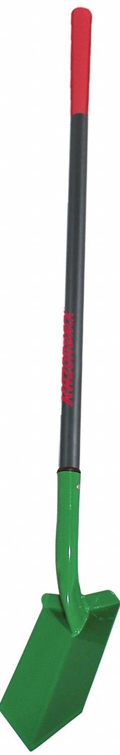 RAZOR-BACK Trenching Shovel: Steel Blade, 14 ga, Straight Handle Type, Fiberglass Handle (MPN 47036). Key specifications — Blade Color: Green; Handle Color: Gray; Blade Material: Steel.