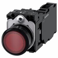 SIEMENS Illuminated Push Button: Illuminated, Flush Profile, Non-Metallic, 22 mm, 1NO/1NC (MPN 3SU1103-0AB20-1FA0). Key specifications — Brand: SIEMENS; Action: Momentary; Series: 3SU; Push Button Material Type: Non-Metallic.