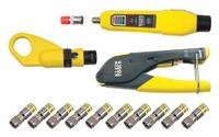 KLEIN TOOLS Crimper and Connector Kit: For BNC, R6Q/RG6, Compact/Easy Single Operation/Reliable (MPN VDV002-818). Key specifications — attr470438: Plier Style Crimper; attr470441: RG6; attr542328: F-Connector; attr470442: BNC; attr470440: Compact; attr424247: KLEIN TOOLS.
