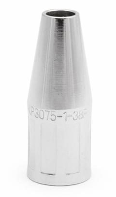 LINCOLN ELECTRIC Nozzle: 3/8 in, Tapered, Flush, Threaded, Flush (Fixed) (MPN KP3075-1-38F). Key specifications — Manufacturer Part Number: KP3075-1-38F; Nozzle to Tip Relationship: Flush; For Contact Tip Series: Magnum Pro 350A; Brand: LINCOLN ELECTRIC.