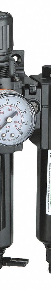 SPEEDAIRE Filter/Regulator/Lubricator: 3/8 in NPT, 51 cfm, 250 psi Max Op Pressure, 40 micron, Mist (MPN 7D690). Key specifications — attr109524: SPEEDAIRE.