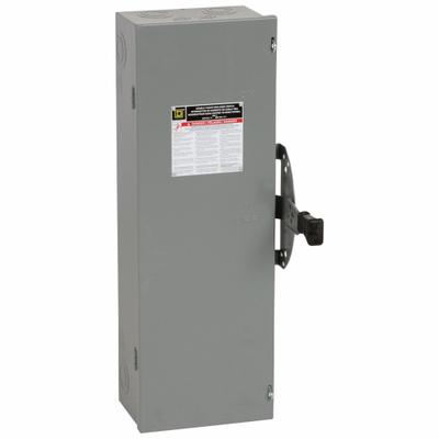 SQUARE D Safety Switch: Non-Fusible, 100 A, Three Phase, 240V AC, Galvanized Steel - Non-Fusible Safety Switches