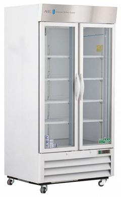 Controlled Room Temperature Cabinet: 115 V, 20°C to 25°C, 39 5/8 in Overall Wd, 34 3/4 in Overall Dp (MPN CRT-ABT-HC-S36G). Key specifications — Brand: AMERICAN BIOTECH SUPPLY; Voltage: 115 V; Includes: (8) Adjustable Shelves; Door Hinge: Right Hinge.