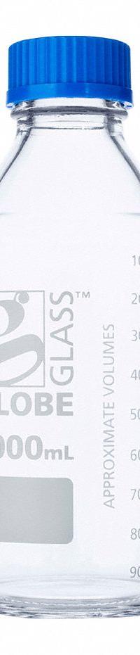 GLOBE SCIENTIFIC Media Bottle: 1 L, Screw-On, GL45, 225 mm, Colorless, Closure Included, Attached (MPN 8101000). Key specifications — Closure Type: Screw-On; Mouth Size: Wide; Screw Closure Size: GL45; Brand: GLOBE SCIENTIFIC; Body Color: Colorless.