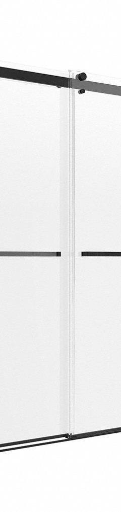FOREMOST Tub and Shower Door: 55 in Min. Door Wd, 59 in Max. Door Wd, 63 in Overall Ht, Frameless (MPN LGDR6063-CL-MB). Key specifications — Brand: FOREMOST; Door Frame Finish: Matte Black.