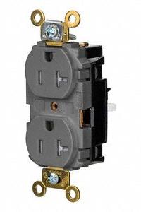 HUBBELL Receptacle: Duplex, 5-20, Gray, 125V AC, 20 A, 2 Pole / 3 Wire (MPN HBL5362STGYTR)
