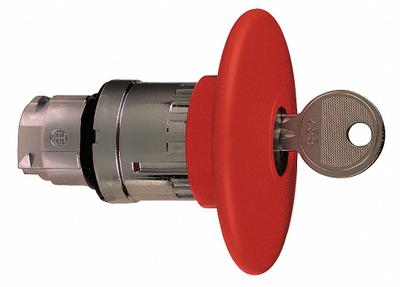 SCHNEIDER Emergency Stop Push Button: Red, 22 mm Mounting Size, Metallic - Mushroom-Head Push-Button Operators