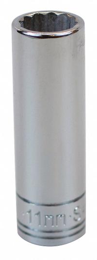 SK PROFESSIONAL TOOLS Socket: Metric, 1/4 in Drive Size, 11 mm Socket Size, 12-Point, Deep, Chrome (MPN 44710). Key specifications — attr1204417: SK PROFESSIONAL TOOLS; attr1204392: Chrome.