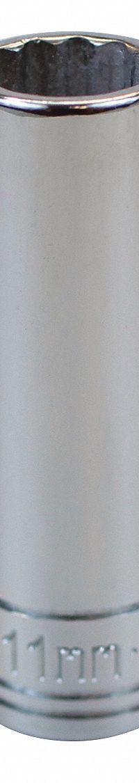 SK PROFESSIONAL TOOLS Socket: Metric, 1/4 in Drive Size, 11 mm Socket Size, 12-Point, Deep, Chrome (MPN 44710). Key specifications — attr1204417: SK PROFESSIONAL TOOLS; attr1204392: Chrome.