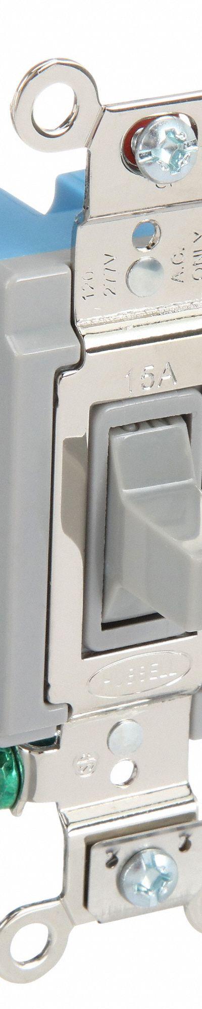 BRYANT Wall Switch: Toggle Switch, Single Pole/Double Throw, Momentary, Gray, 120/277V AC - Toggle Wall Switches