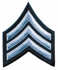 HEROS PRIDE Embroidered Patch: SGT, 3 in, Black/Gray, Polyester/Rayon, Rank Insignia, 1 PR (MPN 5415S). Key specifications — attr188498: 3 in; attr188499: Gray; attr188500: Rayon; attr188503: SGT; attr193746: HEROS PRIDE.