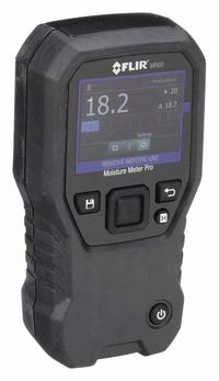 FLIR Moisture Meter: Digital, TFT LCD, Pin/Pinless, ±1.5% Moisture Content Accuracy, Wood (MPN MR60). Key specifications — attr999354: Digital; attr1009284: Flat Pinless; attr1009272: Built-In Material Library; attr999347: Wood; attr999350: TFT LCD; attr999383: ±1.5%; attr999345: FLIR.