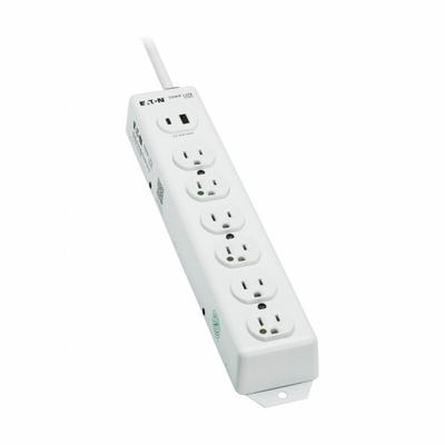 TRIPP LITE Outlet Strip: 6 Outlets, 15 ft Cord Lg, 15 A Current, UL 1363, White, 5-15P - Healthcare Power Strips