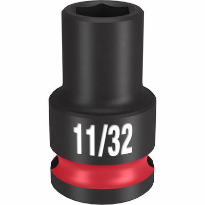 MILWAUKEE Standard Impact Socket: 3/8 in Drive Size, SAE, 11/32 in Socket Size, 6-Point - 3/8" Drive Impact Sockets