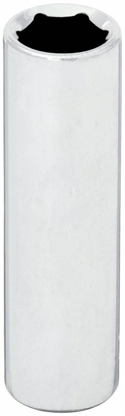 WESTWARD Socket: SAE, 1/4 in Drive Size, 7/16 in Socket Size, 6-Point, Deep, Chrome - 1/4" Drive Hand Sockets
