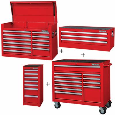WESTWARD Rolling Cabinet Kit: 32 Drawers, Heavy Duty, Keyed - Heavy-Duty Top Chest, Intermediate Chest, Side & Rolling Cabinet Combos