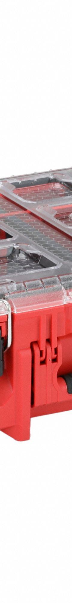 MILWAUKEE PACKOUT Deep Organizer: 19 11/16 in W x 15 3/16 in D x 7 in H, Polymer, Red, 6 Dividers (MPN 48-22-8432). Key specifications — attr1120253: MILWAUKEE; attr1120340: Polymer; attr1120341: Red.