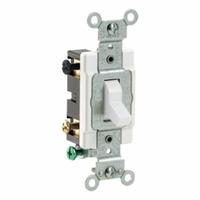 LEVITON Toggle 4-Way, 20 Amp: Toggle Switch, 4-Way, Maintained, White, 120/277V AC, 20 A (MPN CS420-2W). Key specifications — Illuminated: No; Voltage Rating: 120/277V AC.