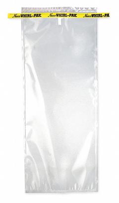 WHIRL-PAK Sampling Bag: Std, Sterile, 69 fl oz Capacity - oz, 2.04 L Capacity - mL, 15 in Overall Lg (MPN B01323). Key specifications — Brand: WHIRL-PAK; Color: Clear; Product Type: Sampling Bag; Standards: EPA; Style: Standard.