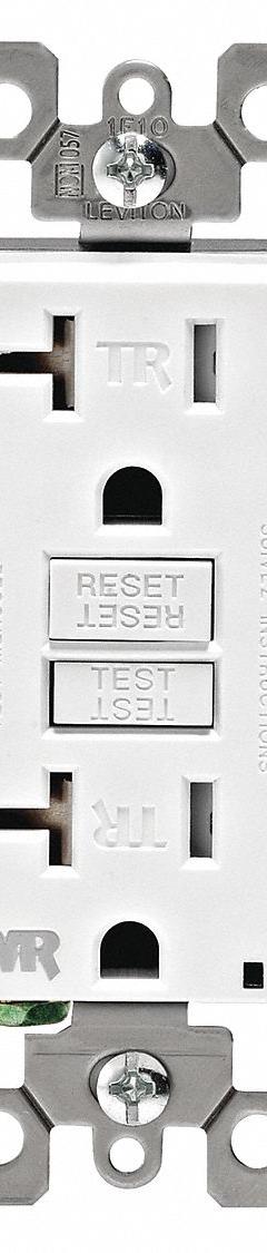 LEVITON GFI Receptacle: Decorator Duplex, 5-20, White, GFCI, 125V AC, 20 A, 2 Pole / 3 Wire (MPN GFWT2-W)