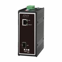 EATON TRIPP LITE Industrial Fiber to Ethernet Media Converter: DIN Rail, 2 Ports, RJ45/SFP, IP30 (MPN N785-I01-SFP-D). Key specifications — Port Type: RJ45; Mode Type: Multimode; Manufacturer Part Number: N785-I01-SFP-D; Brand: EATON TRIPP LITE; Features: TAA-Compliant for GSA Schedule Purchases; IP Rating: IP30; Product Type: Industrial Fiber to Ethernet Media Converter; Maximum Input Voltage: 57V DC.