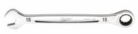 MILWAUKEE Ratcheting Combination Wrench: Chrome Vanadium Steel, Chrome, 15 mm Head Size, Std (MPN 45-96-9315). Key specifications — attr309600: 15 mm; attr309611: Chrome; attr309610: Chrome Vanadium Steel; attr309604: No; attr309612: No; attr309613: No; attr309615: No; attr324932: MILWAUKEE.